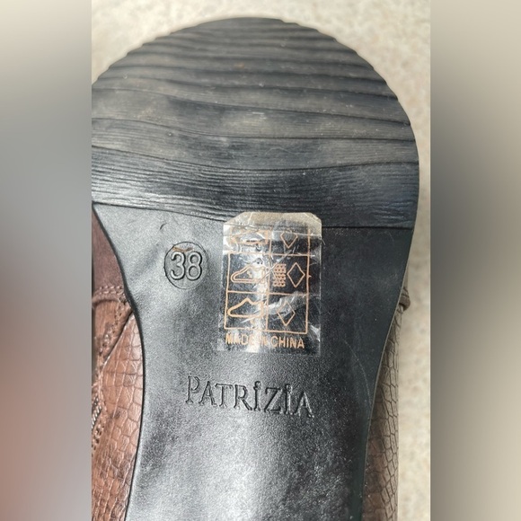 Patrizia Winona Brown Heeled Ankle Leather Boots Tassel Size 38 (7.5) - Picture 7 of 12